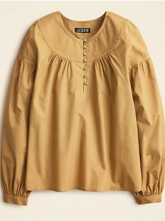 J. Crew Tops - J Crew: Shirred popover top in cotton poplin NWT